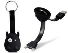 Cute Cartoon Design Multifunctional Data Cable with 8-pin, Micro USB & USB Interface (Black)