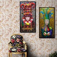 Pinturas al óleo abstractas Clown Framed Canvas Set de 2