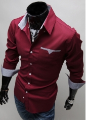 Long Sleeve Turndown Collar Mens Shirt