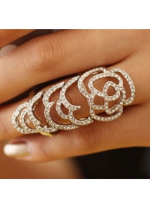 Rhinestone Decorated Flower Shape Design Metal Ring