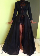 Solid Black Maxi Coat for Woman