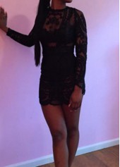 Round Neck Long Sleeve Lace Dress