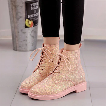 OtoÃ±o invierno mujer moda salvaje antideslizante lentejuelas zapatos 2017 OtoÃ±o e Invierno botas europeo y americano la moda britÃ¡nica