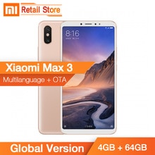VersiÃ³n Global Xiao mi Max 3 4 GB 64 GB Snapdragon 636 Octa Core 6,9 "18:9 pantalla enorme 12.0MP * 5MP TypeC 5500 mAh Dual AI CÃ¡mara(China)