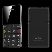 Qmart Q5 Ultra Thin Slim 1.0inch Mini Pocket Card Cell Phone Bluetooth Built-in Battery Anti-lost Remote Capture -Black