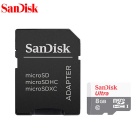 Sandisk MicroSDHC / TF UHS-I Memory Card w/ SD Card Adapter - Red + Grey (8GB / Class 10)