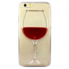 Red Wine Glass Pattern Protective TPU Back Case for IPHONE 6 - Red + Transparent