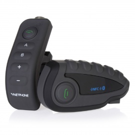 VNETPHONE V8 1200M 5 Riders Motorcycle Bluetooth Helmet Intercom w/ Remote Control - Black