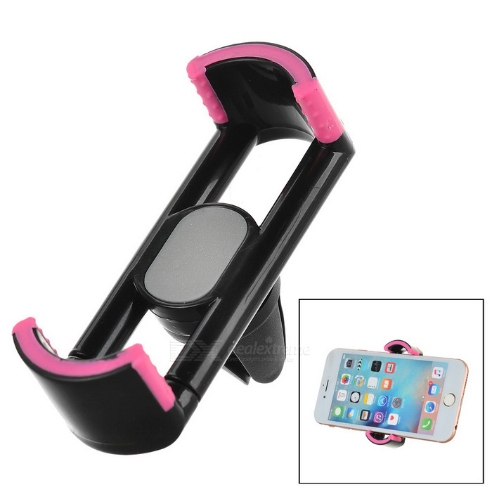 Universal 360' Rotating Car Air Conditioner Outlet Mount Phone Holder Stand - Black + Dark Pink