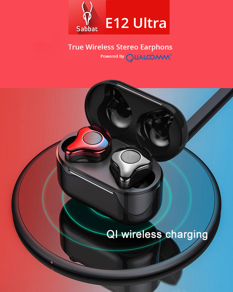 Sabbat E12 Ultra Qualcomm aptX AAC Bluetooth 5.0 TWS Earphones CVC 8.0 Independent Usage Siri Google Assistant 750mAh Charging Box - Grey