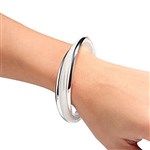 925 Sterling Plata Hipotenusa Rejilla Forma Pulsera de Mujer