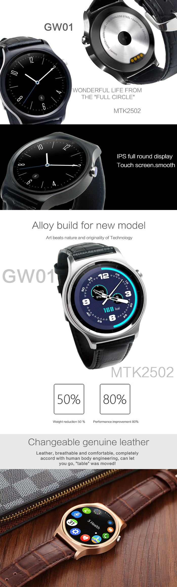 Ulefone GW01 Smartwatch con monitor de ritmo cardiaco
