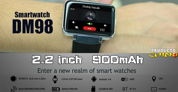 Smartwatch DM98 3G con una gran pantalla, WiFi, GPS y bluetooth