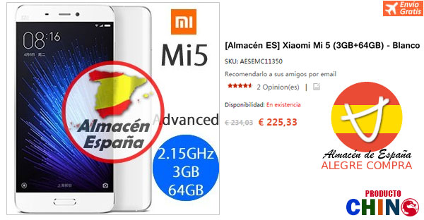 Xiaomi Mi5 Oferta Alegrecompra Almacén España
