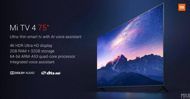 Xiaomi Mi TV 4 el televisor gigante con pantalla de 75 pulgadas!
