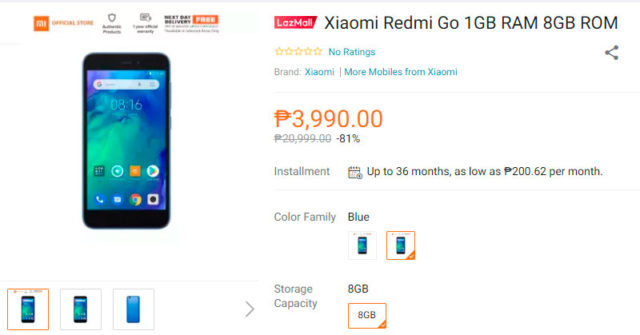 Xiaomi Redmi Go está en pre-orden en Filipinas por $75