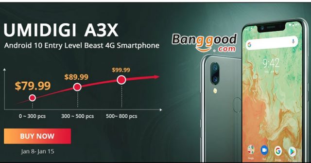 Pre-ordene el móvil UMIDIGI A3X 4G por solo US $79.99 desde Banggood