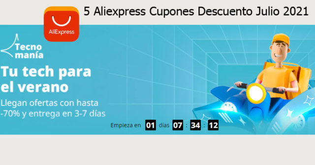 5 Aliexpress Cupones Descuento Julio 2021